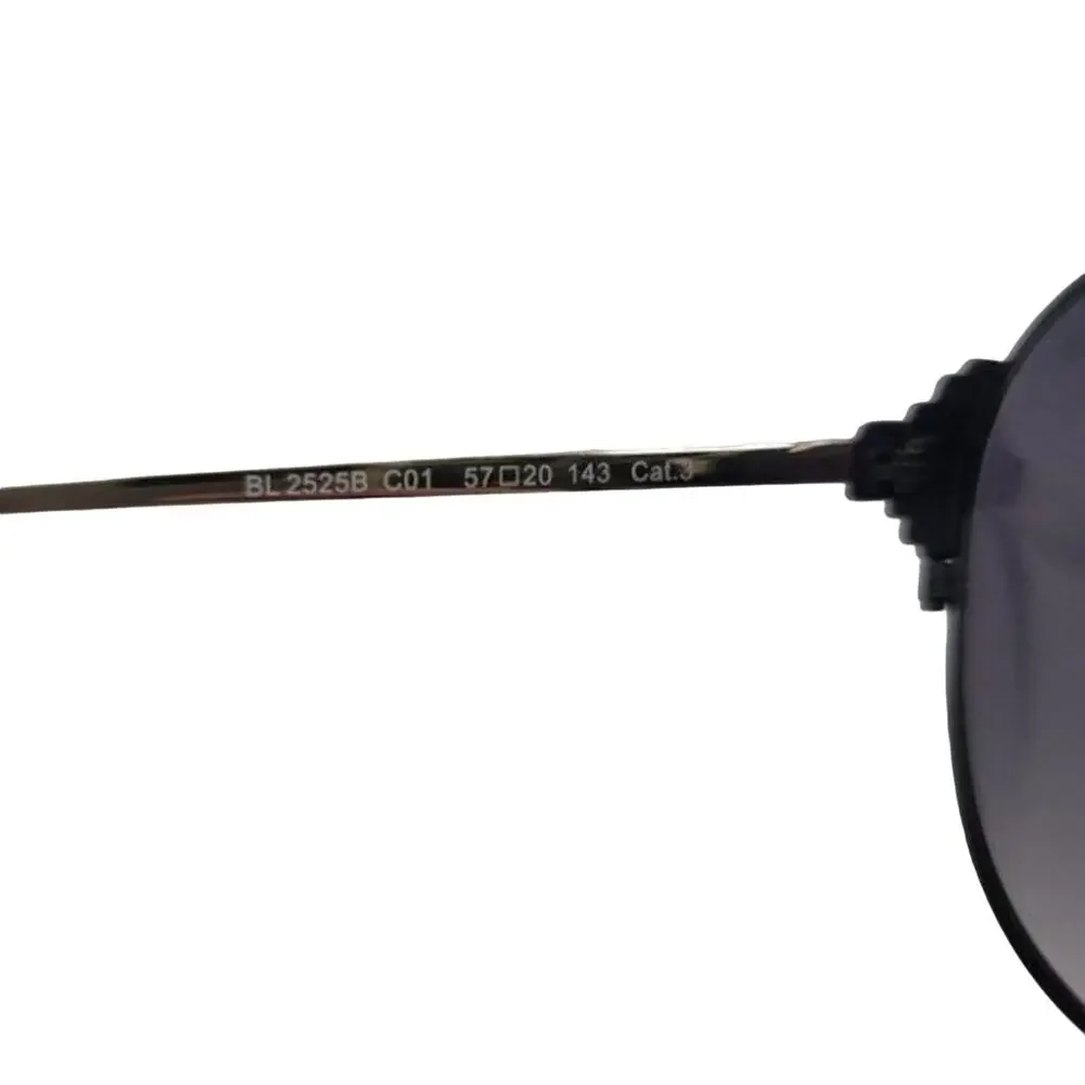 Balmain Black Gold Frame and Bridge Round Lens Aviator Unisex Sunglasses